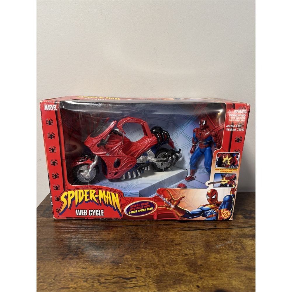 NEW Spider-Man Web Cycle Racer, Toy Biz 2003, Motorcycle w/5-in Figure, RARE HTF